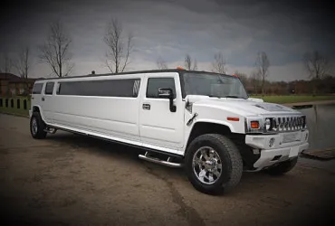 white hummer limo wedding car hire leicester