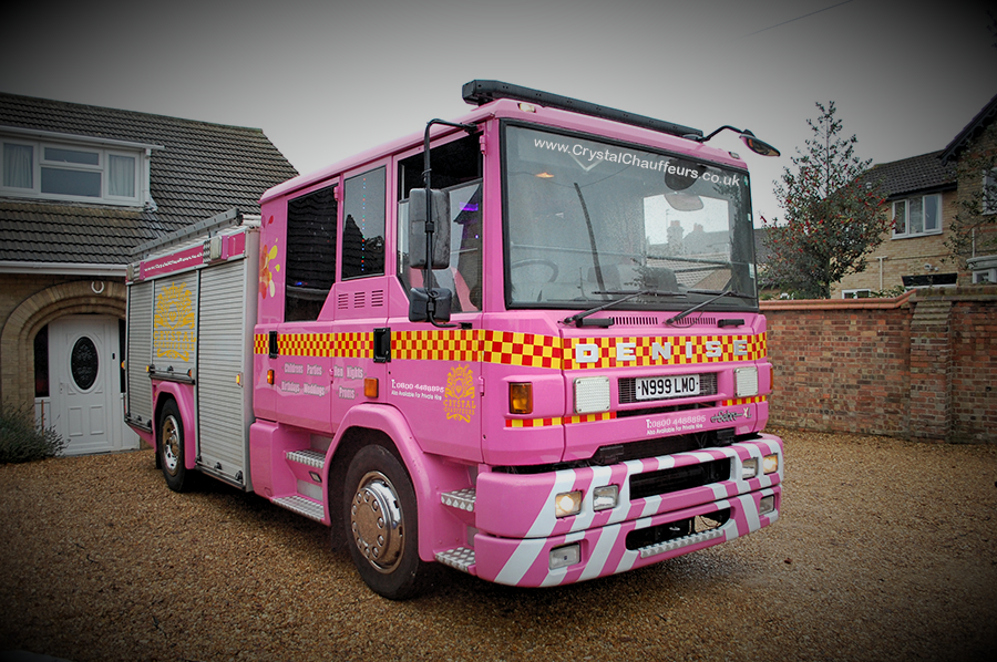 pink fire engine limo hire